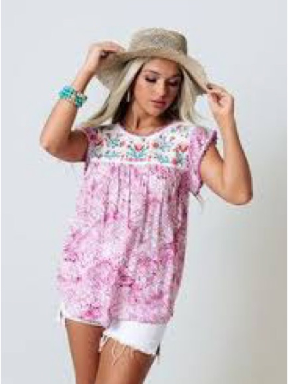 Savanna Jane Lavender Floral Embroidered Short Sleeve Top